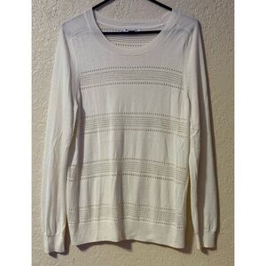 Athleta Elegant Cream Knit Sweater Long Sleeves Lightweight Size L